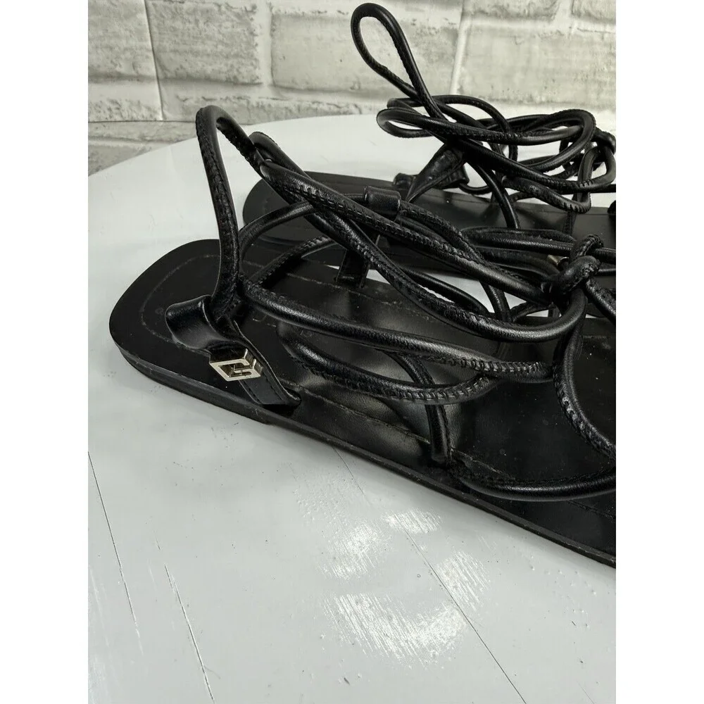 Guess Women's Size 8.5 Black Leather Gladiator Leg/Ankle Strap Sandals